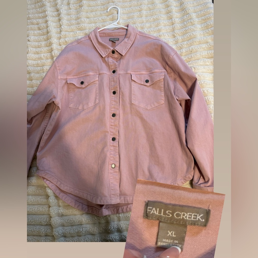 Falls Creek Pink Button-Up Jean jacket XL